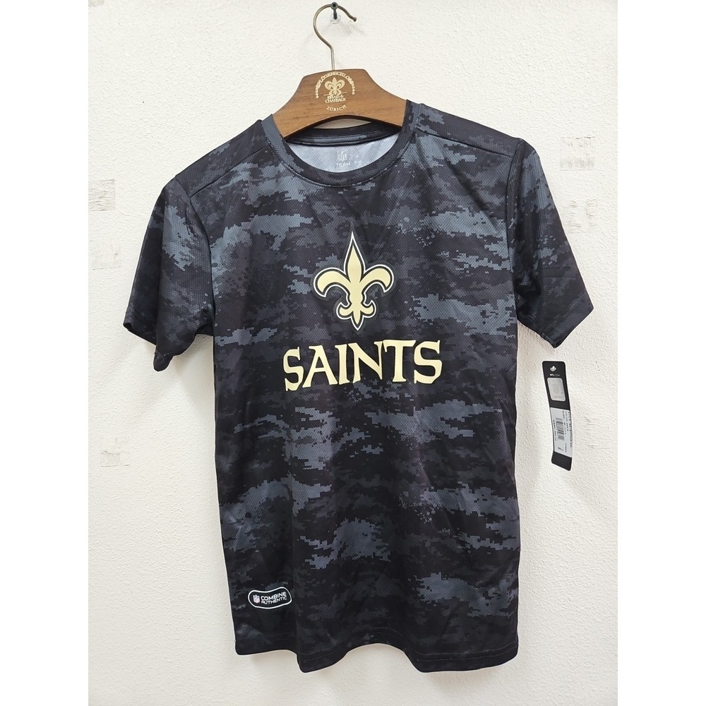 New Orleans Saints  Short Sleeve Tee Sublimation Black Youth Medium  (10 /12)